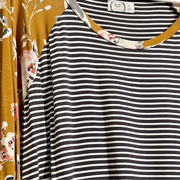Maurices Striped Top with Floral Detail - Picture 2 of 4